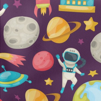 Space Astronaut Rocket Lightweight Cotton Poplin