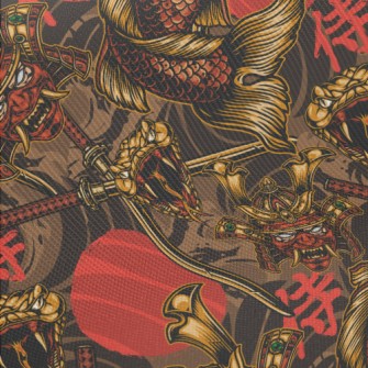 Fierce Japanese Samurai Midweight Cotton Poplin