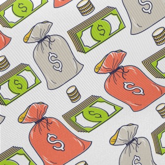 Dollar Banknotes And Coins Midweight Cotton Poplin