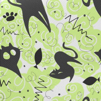 Fluorescent Playful Cat Midweight Cotton Poplin