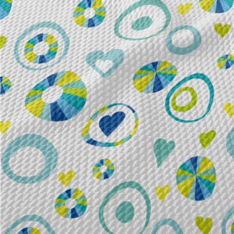 Abstract Circles And Love Hear Birdseye Piqué