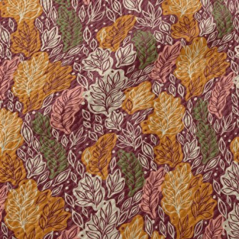 Autumn Hand Drawn Leaves Birdseye Piqué