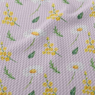 Hand Drawn Daisies And Small Y Birdseye Piqué