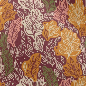Autumn Hand Drawn Leaves Chiffon