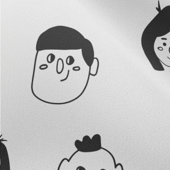 Hand Drawn Cartoon Face Chiffon