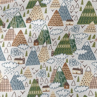 Mountains And Houses Waterproof Canvas