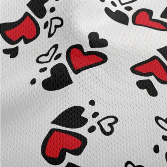 Simple Black And Red Love Hear Athletic Mesh Flat Back
