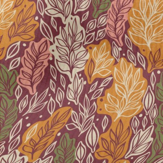 Autumn Hand Drawn Leaves Terry
