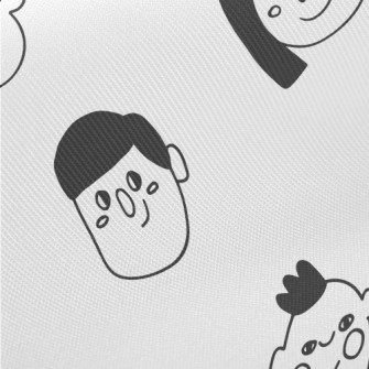 Hand Drawn Cartoon Face Twill