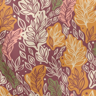 Autumn Hand Drawn Leaves Stretch Ponte