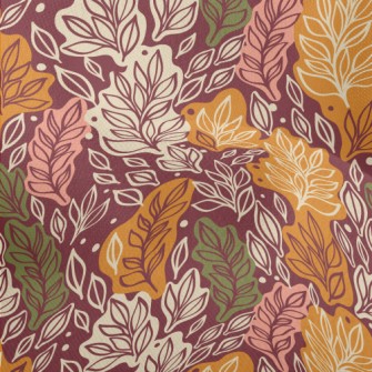 Autumn Hand Drawn Leaves Lightweight Performance Linen