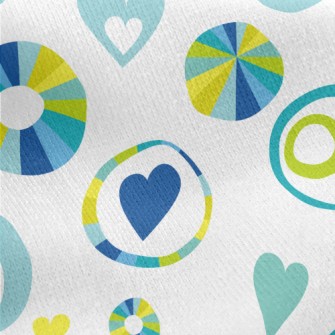 Abstract Circles And Love Hear Jersey Backed Fleece