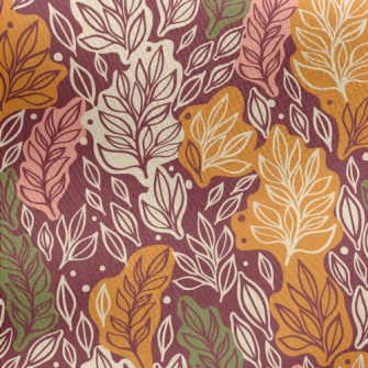 Autumn Hand Drawn Leaves Jersey Backed Fleece