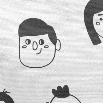 Hand Drawn Cartoon Face Pongee