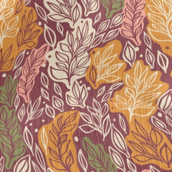 Autumn Hand Drawn Leaves Stretch Jersey