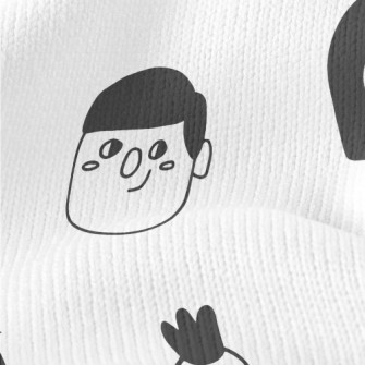 Hand Drawn Cartoon Face Stretch Jersey