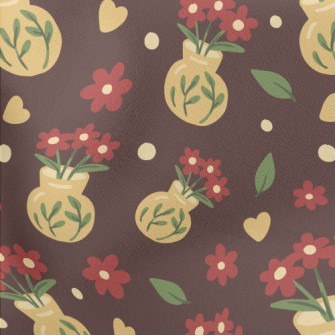 Hand Painted Flower Arrangemen Lightweight Cotton Poplin