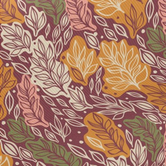 Autumn Hand Drawn Leaves Midweight Cotton Poplin