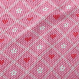 Love Heart And White Flowers Birdseye Piqué
