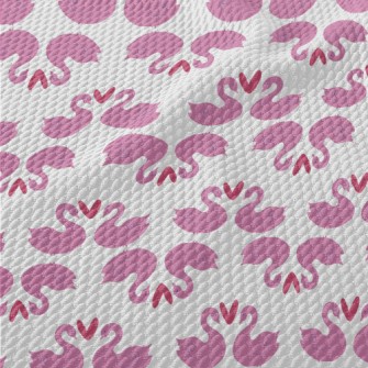 Romantic Cartoon Flamingo Birdseye Piqué