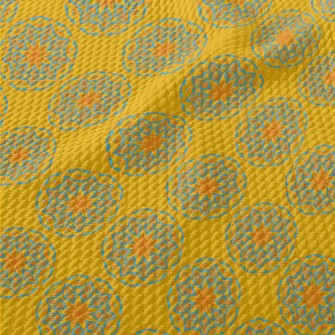 Blue And Yellow Contrast Print Birdseye Piqué