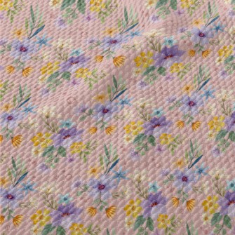 Garden Blooming Flowers Birdseye Piqué