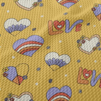 Retro Hippie Love Heart Birdseye Piqué