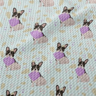 Cartoon Puppy Biting Pillow Birdseye Piqué