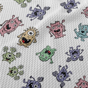 Friendly Cartoon Monster Birdseye Piqué
