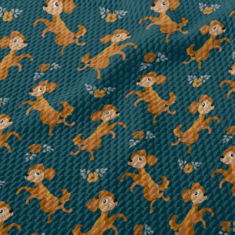 Dancing Puppy With Flowers Birdseye Piqué