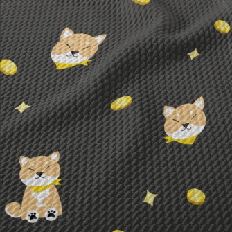 Akita Dog And Coins Birdseye Piqué