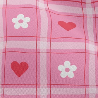 Plaid Heart Small White Flower Chiffon