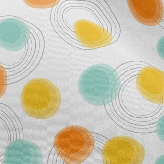 Blue And Orange Dots Chiffon