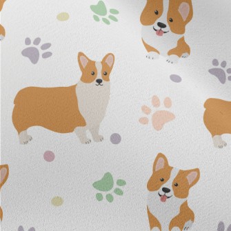 Corgi And Colorful Footprints Chiffon