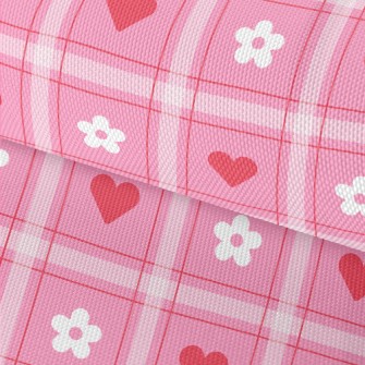 Plaid Heart Small White Flower Waterproof Oxford