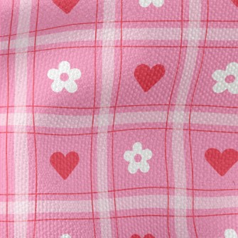 Plaid Heart Small White Flower Waterproof Canvas