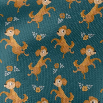 Dancing Puppy With Flowers Waterproof Canvas