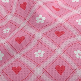 Love Heart And White Flowers Athletic Mesh Flat Back