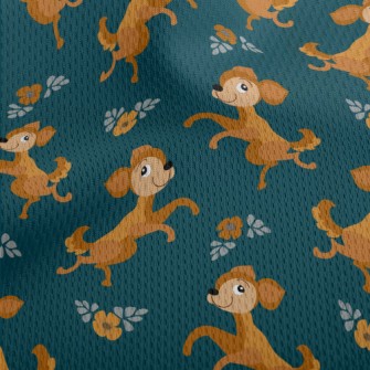 Dancing Puppy With Flowers Athletic Mesh Flat Back