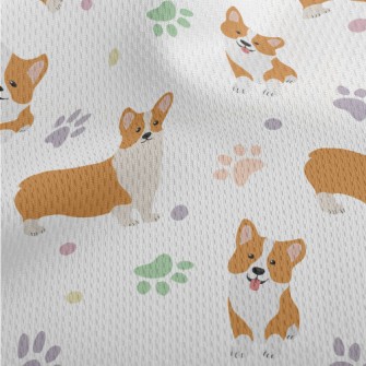 Corgi And Colorful Footprints Athletic Mesh Flat Back