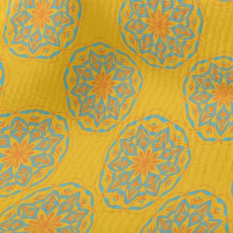 Blue And Yellow Contrast Print Terry