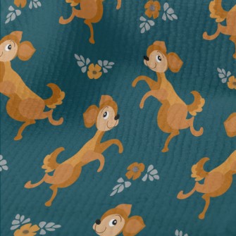 Dancing Puppy With Flowers Terry