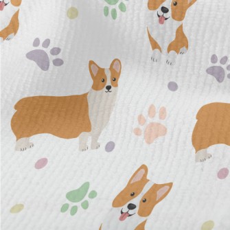 Corgi And Colorful Footprints Terry