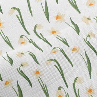 Hand Drawn Daffodils Performance Linen