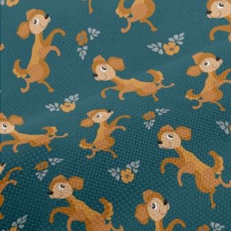 Dancing Puppy With Flowers Performance Linen