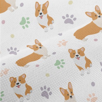 Corgi And Colorful Footprints Performance Linen