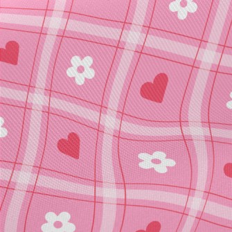 Love Heart And White Flowers Twill