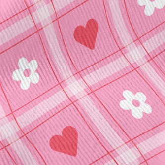 Plaid Heart Small White Flower Standard Corduroy