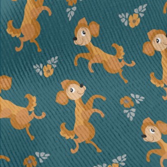 Dancing Puppy With Flowers Standard Corduroy
