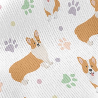 Corgi And Colorful Footprints Standard Corduroy